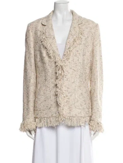 Pre-owned Escada Faux Fur Jacket In Neutral