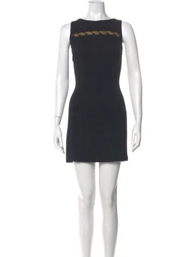 Pre-owned Escada Faux Shearling Mini Dress In Black