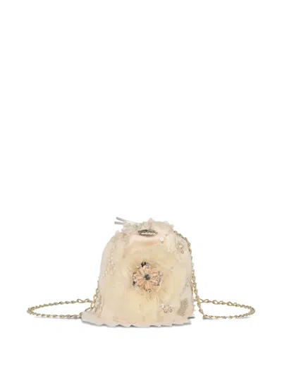 Escada Kids' Floral Beaded Bucket Bag In Neutral