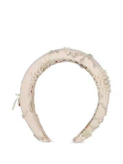 Escada Kids' Floral Beaded Headband In Neutral
