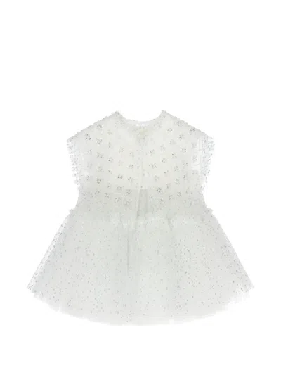 Escada Babies' Floral Embellished Dress In White