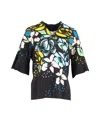 Escada Floral Print Bell-sleeve Blouse In Black Silk In Black