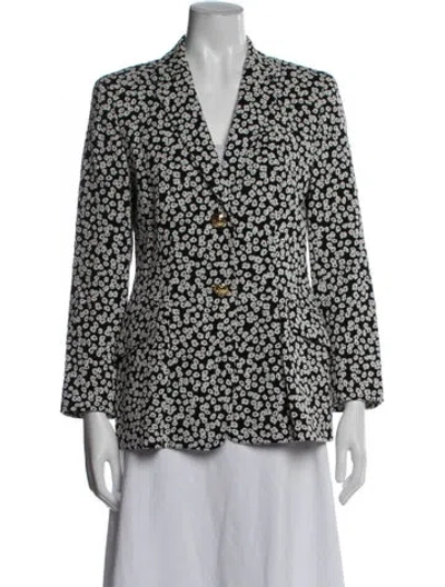 Pre-owned Escada Floral Print Blazer In Black