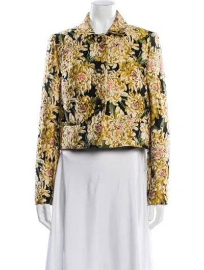 Pre-owned Escada Floral Print Blazer In Black