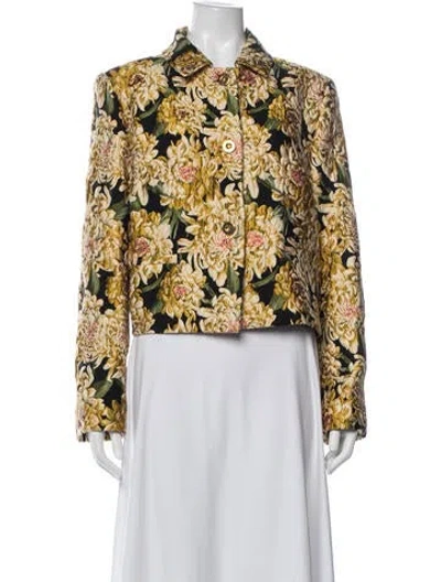 Pre-owned Escada Floral Print Blazer In Black