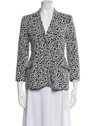 Pre-owned Escada Floral Print Blazer In Black
