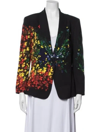 Pre-owned Escada Floral Print Blazer In Black