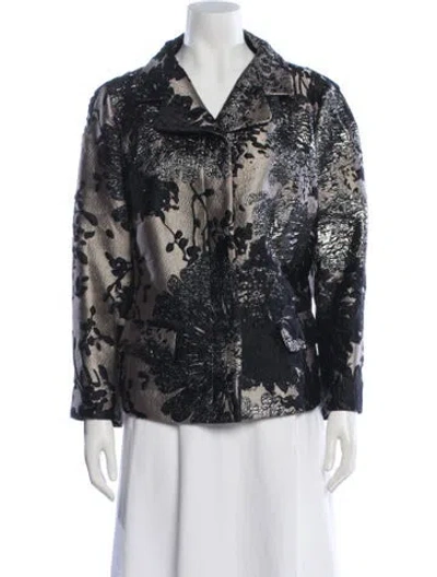 Pre-owned Escada Floral Print Blazer In Blue