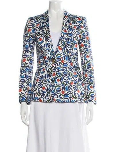 Pre-owned Escada Floral Print Blazer In Blue