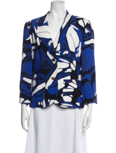 Pre-owned Escada Floral Print Blazer In Blue