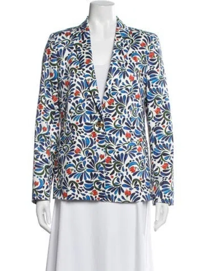 Pre-owned Escada Floral Print Blazer In Blue