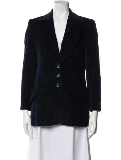 Pre-owned Escada Floral Print Blazer In Blue