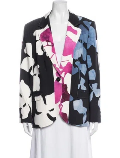 Pre-owned Escada Floral Print Blazer In Blue
