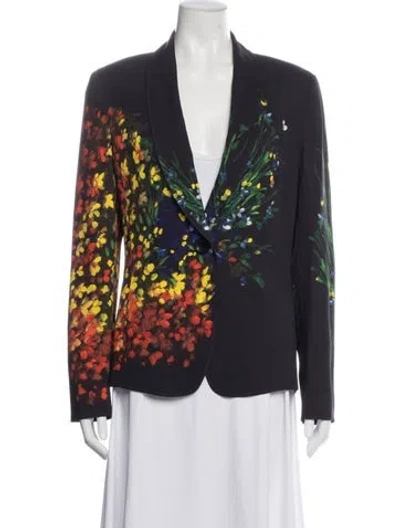Pre-owned Escada Floral Print Blazer In Blue