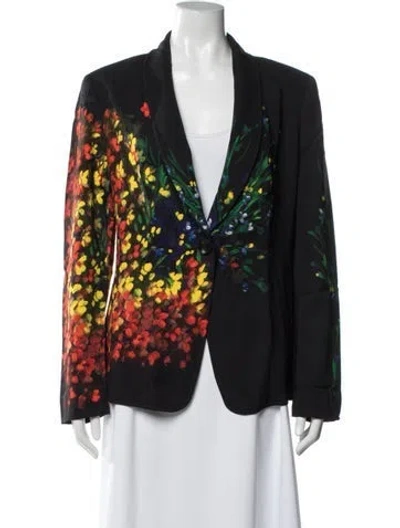 Pre-owned Escada Floral Print Blazer In Blue