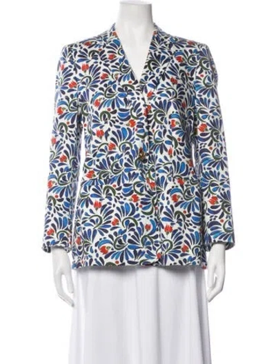 Pre-owned Escada Floral Print Blazer In Blue