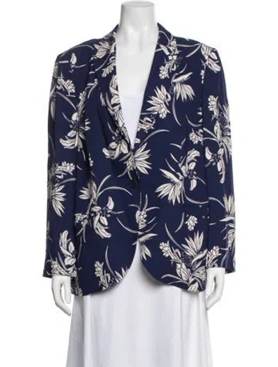 Pre-owned Escada Floral Print Blazer In Blue