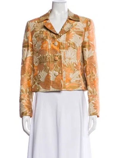 Pre-owned Escada Floral Print Blazer In Neutral