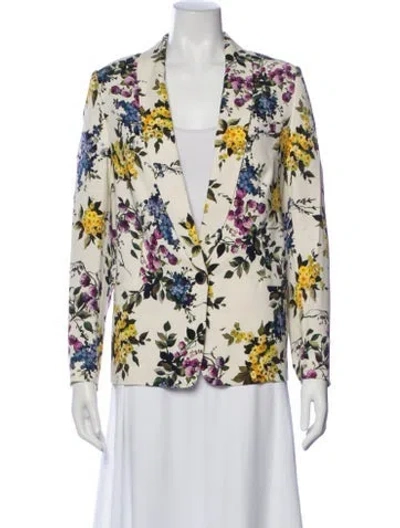 Pre-owned Escada Floral Print Blazer In Neutral