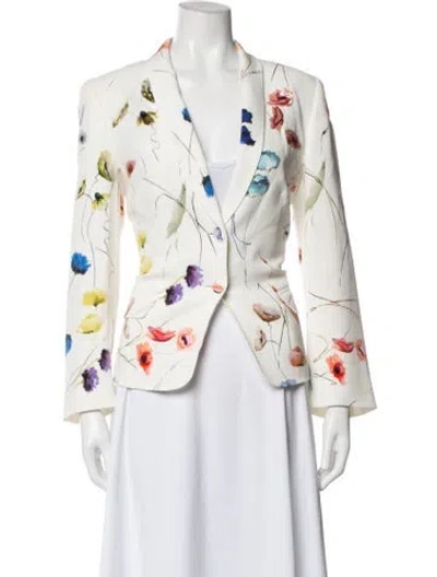 Pre-owned Escada Floral Print Blazer In Neutrals