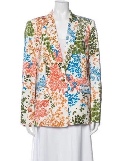 Pre-owned Escada Floral Print Blazer In Orange