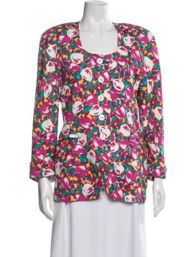 Pre-owned Escada Floral Print Blazer In Pink