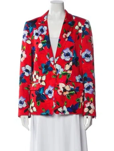 Pre-owned Escada Floral Print Blazer In Red
