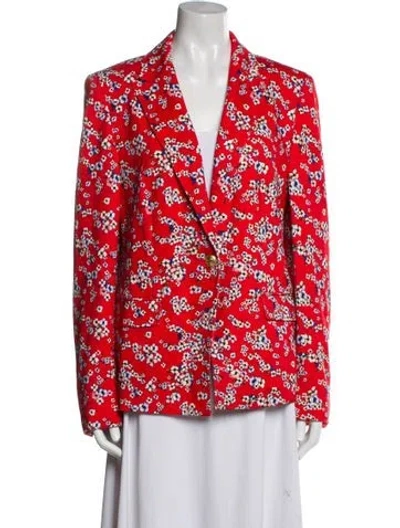 Pre-owned Escada Floral Print Blazer In Red