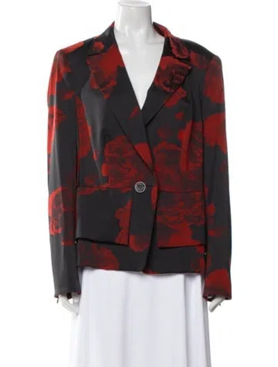 Pre-owned Escada Floral Print Blazer In Red