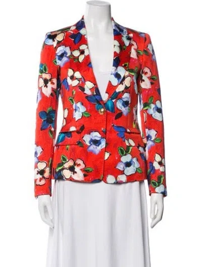 Pre-owned Escada Floral Print Blazer In Red