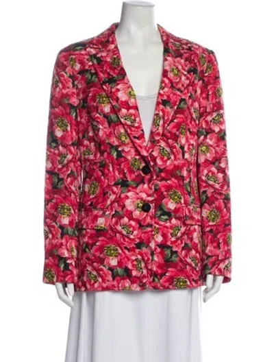 Pre-owned Escada Floral Print Blazer W/ Tags In Pink