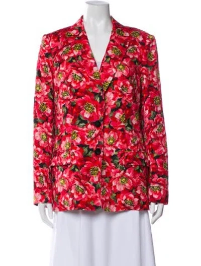 Pre-owned Escada Floral Print Blazer W/ Tags In Pink