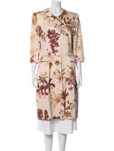 Pre-owned Escada Floral Print Coat In Brown