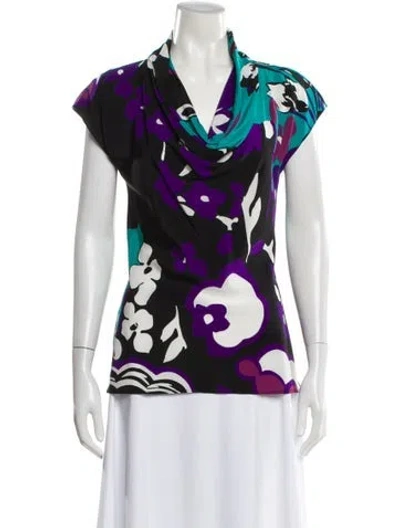 Pre-owned Escada Floral Print Cowl Neck Blouse In Multi