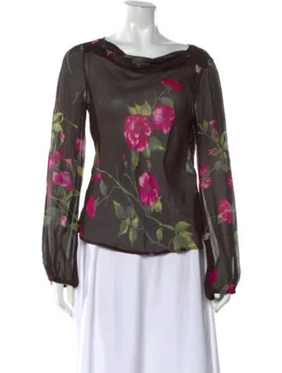 Pre-owned Escada Floral Print Cowl Neck Blouse In Multi