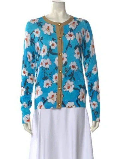 Pre-owned Escada Floral Print Crew Neck Blouse W/ Tags