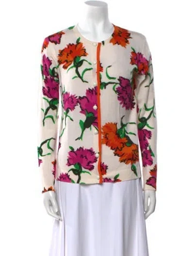 Pre-owned Escada Floral Print Crew Neck Sweater In Neutral