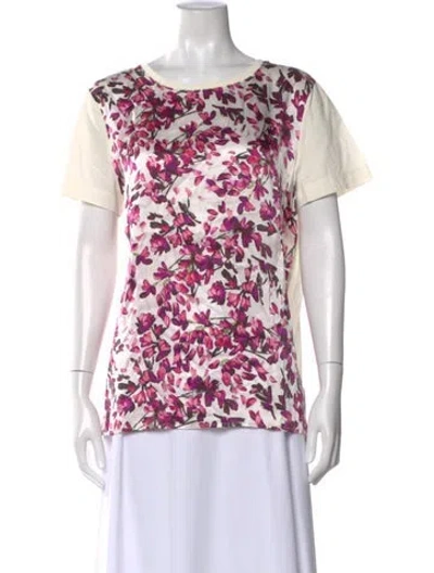 Pre-owned Escada Floral Print Crew Neck Top In Multi
