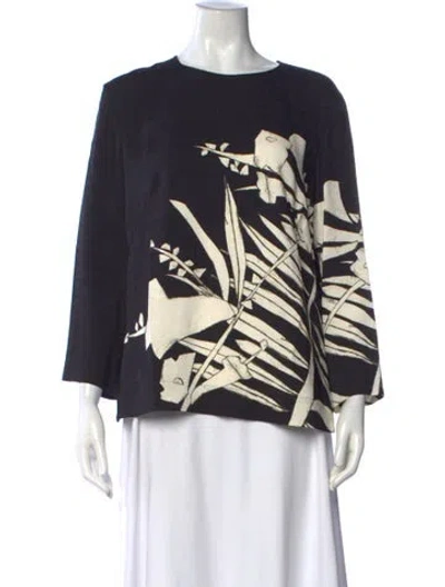 Pre-owned Escada Floral Print Crew Neck Top In Multi