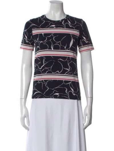 Pre-owned Escada Floral Print Crew Neck T-shirt In Black
