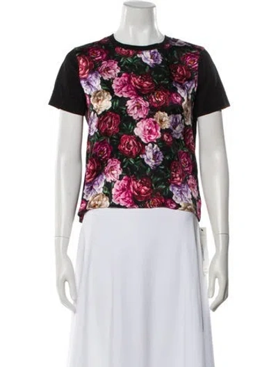 Pre-owned Escada Floral Print Crew Neck T-shirt In Multi