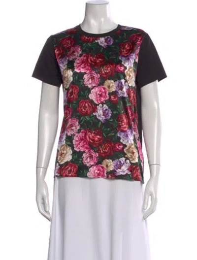Pre-owned Escada Floral Print Crew Neck T-shirt In Multi