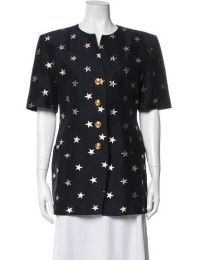 Pre-owned Escada Floral Print Evening Jacket In Blue