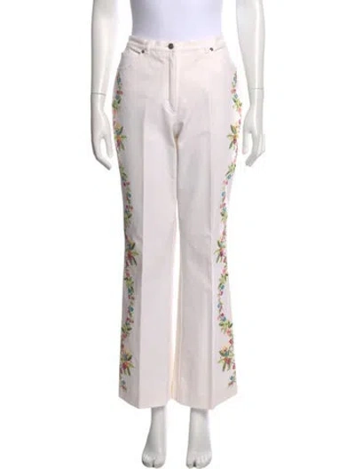 Pre-owned Escada Floral Print Flared Pants In Multicolor
