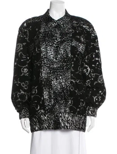 Pre-owned Escada Floral Print Jacket In Black