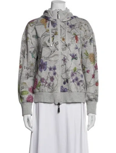 Pre-owned Escada Floral Print Jacket In Grey