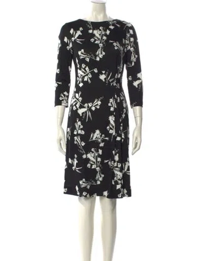 Pre-owned Escada Floral Print Knee-length Dress In Black