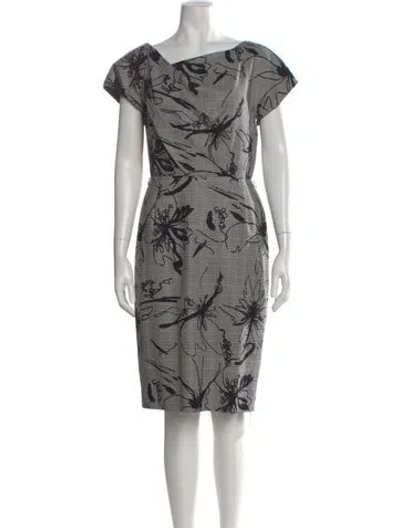 Pre-owned Escada Floral Print Knee-length Dress In Black