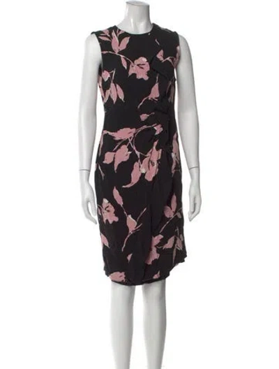Pre-owned Escada Floral Print Knee-length Dress In Black