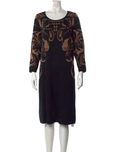 Pre-owned Escada Floral Print Knee-length Dress In Black